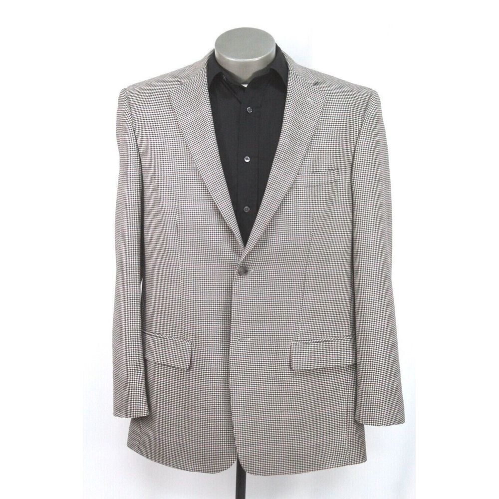 mens houndstooth TASSO ELBA wool cashmere sport suit‎ coat jacket blazer 44 L